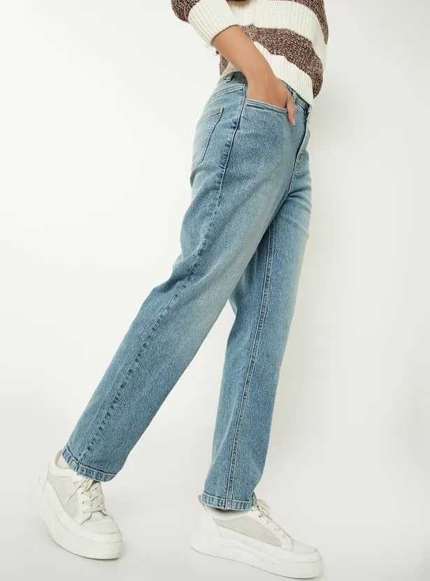 Women Washed Slim Straight Jean
